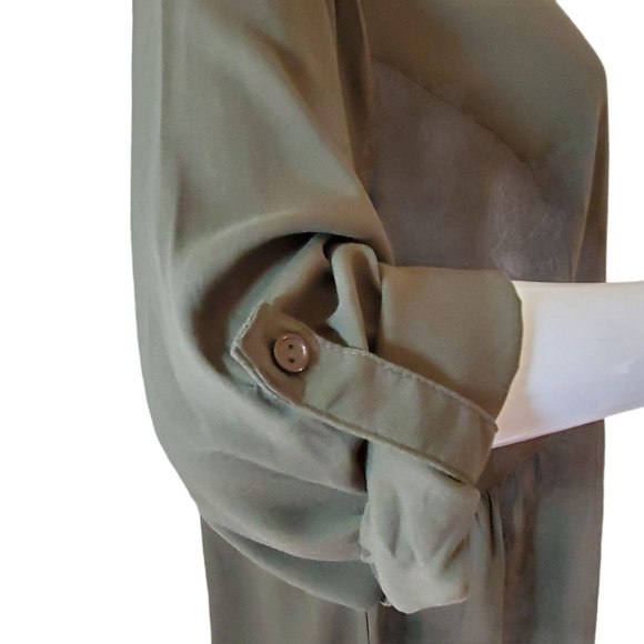 City Chic Tunic Top Military Green 16 High Low Button Front Collar 3/4 Sleeve NW - Picture 6 of 12